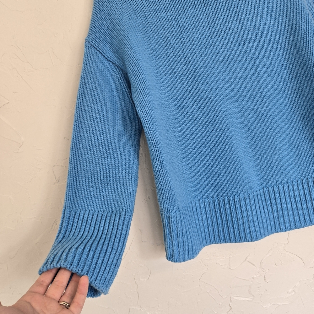 VINCE Wool Cashmere Bright Blue Knit Turtleneck Sweater, S - Picture 5 of 13